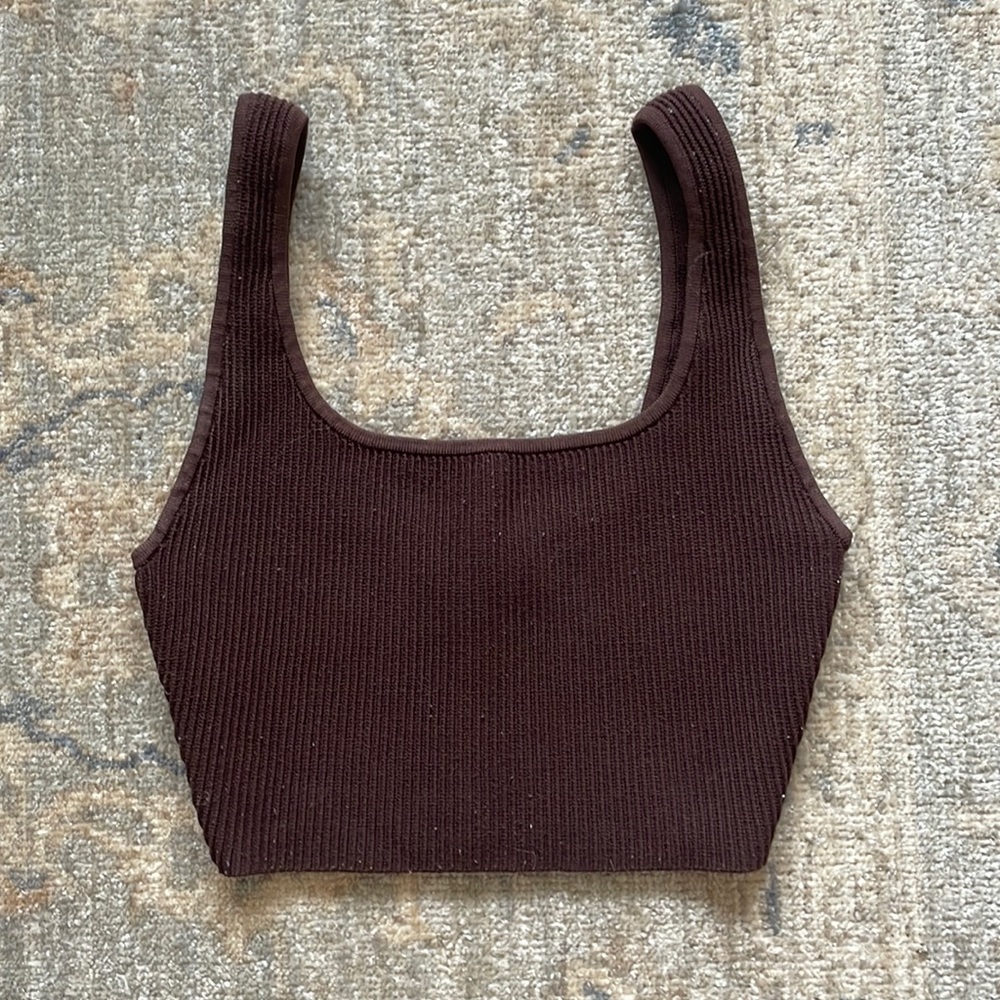 Brown babaton ribbed tank top